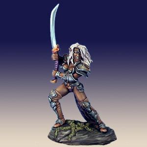 Female Dark Elf Warrior with Bastard Sword