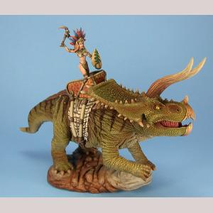 Triceratops with Amazon Rider (Resin/Metal)